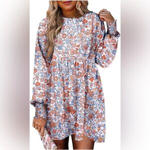 Floral Long Sleeve Mini Dress